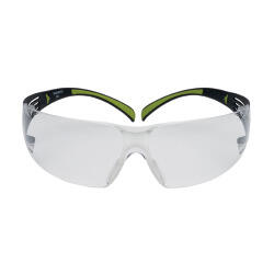 3M Schutzbrille 400 SecureFit SF401AF PC, klar, AS/AF, Rahmen schwarz/grün