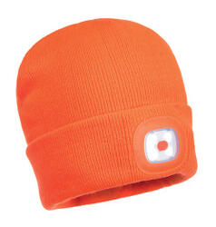 Wintermütze mit wiederaufladbaren LED 150 LM, 4 Stunden, orange