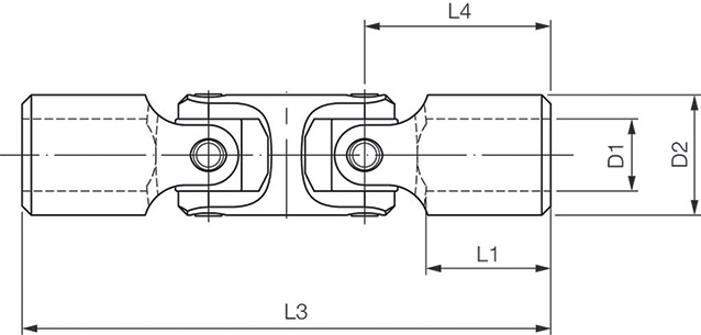 Wellengelenk mit Gleitlager DIN 808-G, doppelt Kurzausführung n. DIN 6885/1