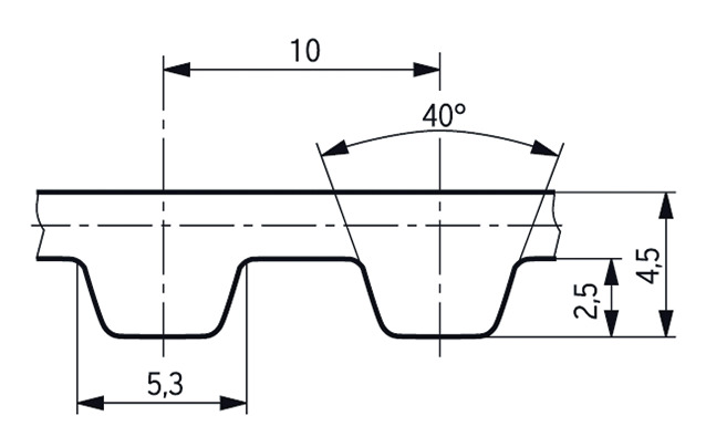Zahnriemen Type T10 - Teilung 10 mm - 650 bis 780 mm